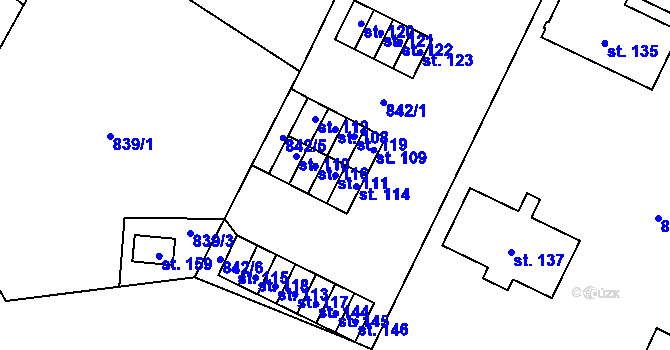 Parcela st. 111 v KÚ Záboří u Blatné, Katastrální mapa