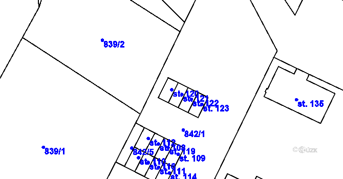 Parcela st. 120 v KÚ Záboří u Blatné, Katastrální mapa