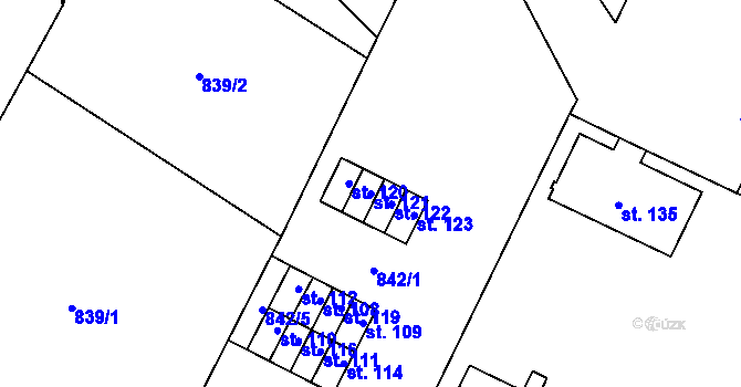 Parcela st. 121 v KÚ Záboří u Blatné, Katastrální mapa