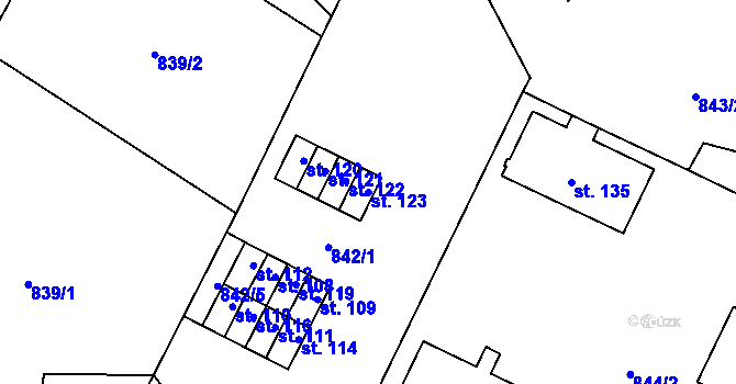 Parcela st. 123 v KÚ Záboří u Blatné, Katastrální mapa