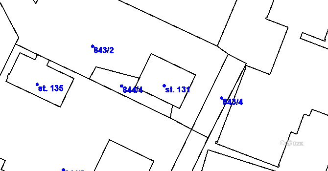 Parcela st. 131 v KÚ Záboří u Blatné, Katastrální mapa
