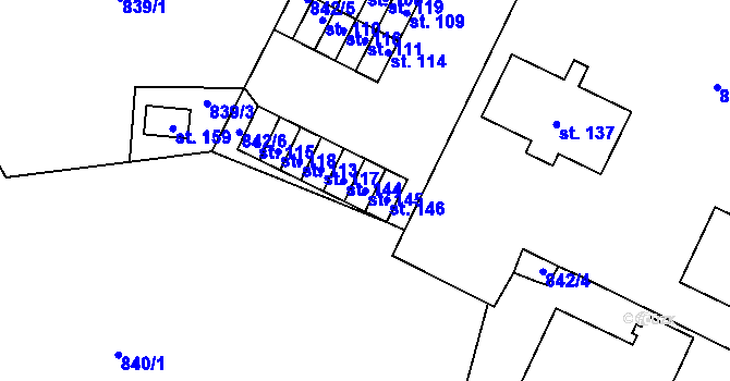 Parcela st. 145 v KÚ Záboří u Blatné, Katastrální mapa