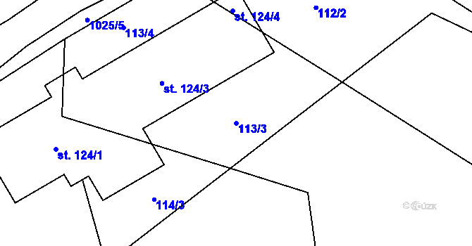 Parcela st. 113/3 v KÚ Záboří u Blatné, Katastrální mapa