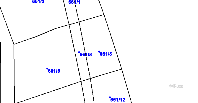 Parcela st. 661/3 v KÚ Záboří u Blatné, Katastrální mapa