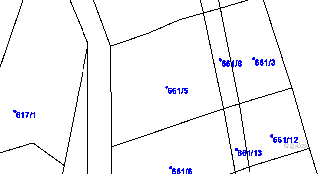 Parcela st. 661/5 v KÚ Záboří u Blatné, Katastrální mapa