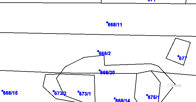 Parcela st. 668/2 v KÚ Záboří u Blatné, Katastrální mapa