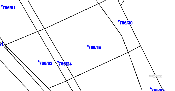 Parcela st. 766/15 v KÚ Záboří u Blatné, Katastrální mapa