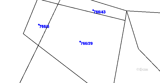 Parcela st. 766/29 v KÚ Záboří u Blatné, Katastrální mapa