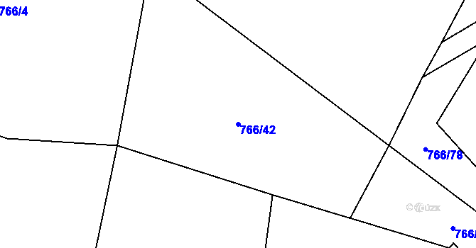 Parcela st. 766/42 v KÚ Záboří u Blatné, Katastrální mapa