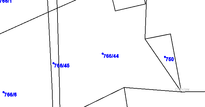 Parcela st. 766/44 v KÚ Záboří u Blatné, Katastrální mapa