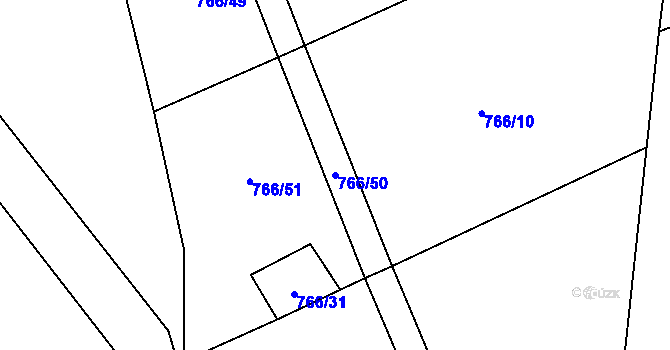 Parcela st. 766/50 v KÚ Záboří u Blatné, Katastrální mapa