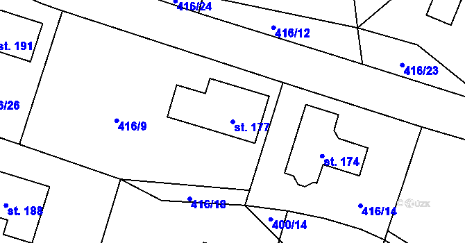 Parcela st. 177 v KÚ Záboří u Blatné, Katastrální mapa