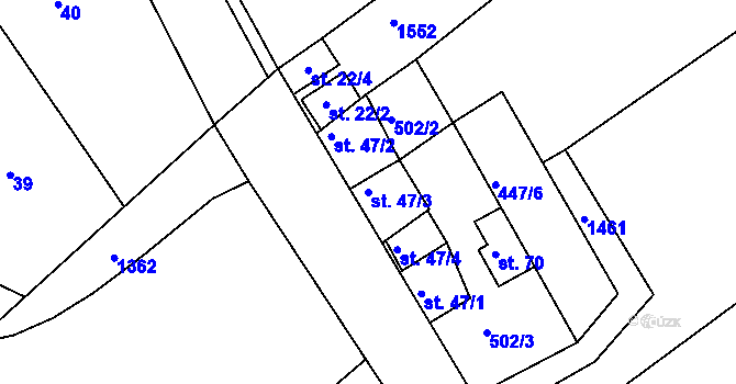 Parcela st. 47/3 v KÚ Habrkovice, Katastrální mapa