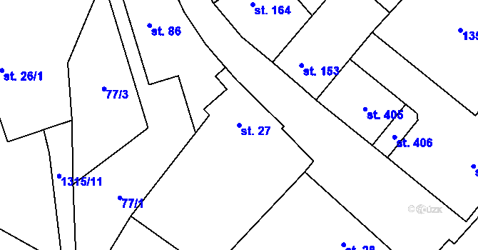 Parcela st. 27 v KÚ Záboří nad Labem, Katastrální mapa
