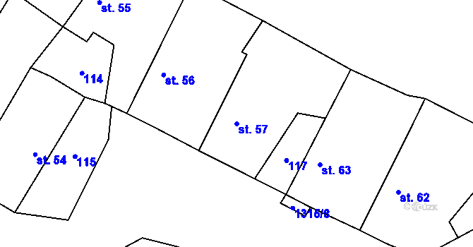 Parcela st. 57 v KÚ Záboří nad Labem, Katastrální mapa