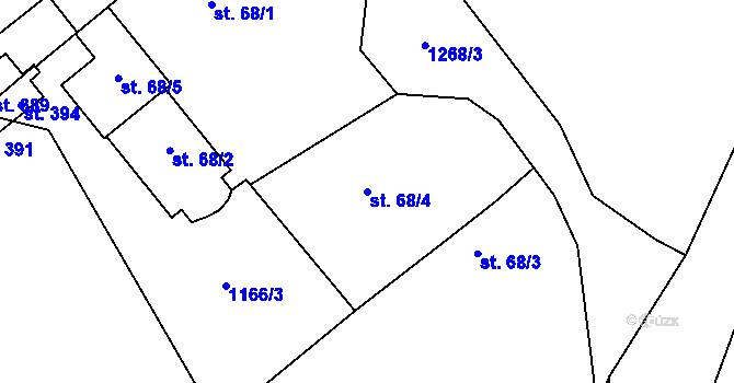 Parcela st. 68/4 v KÚ Záboří nad Labem, Katastrální mapa