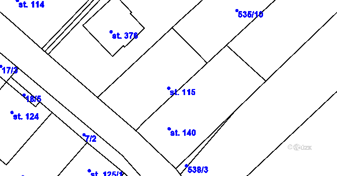 Parcela st. 115 v KÚ Záboří nad Labem, Katastrální mapa