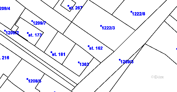 Parcela st. 162 v KÚ Záboří nad Labem, Katastrální mapa