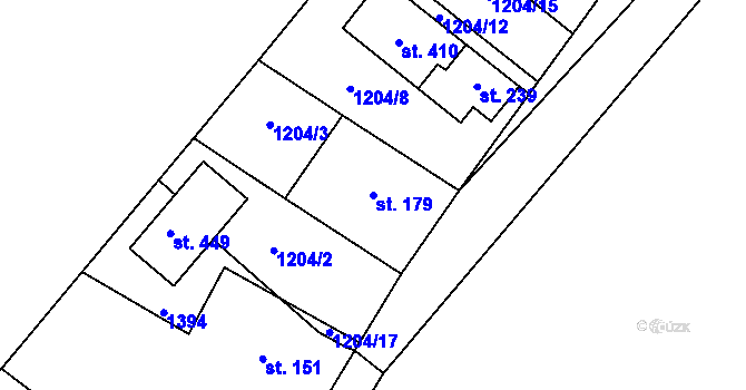 Parcela st. 179 v KÚ Záboří nad Labem, Katastrální mapa