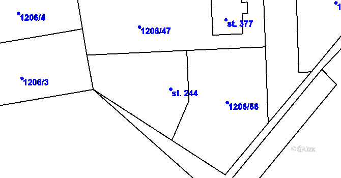 Parcela st. 244 v KÚ Záboří nad Labem, Katastrální mapa