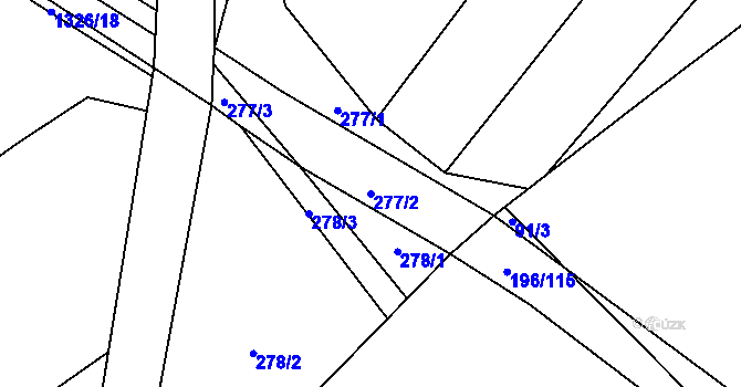 Parcela st. 277/2 v KÚ Záboří nad Labem, Katastrální mapa