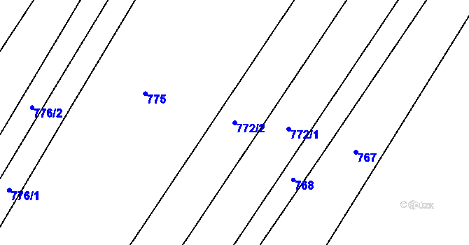 Parcela st. 772/2 v KÚ Záboří nad Labem, Katastrální mapa