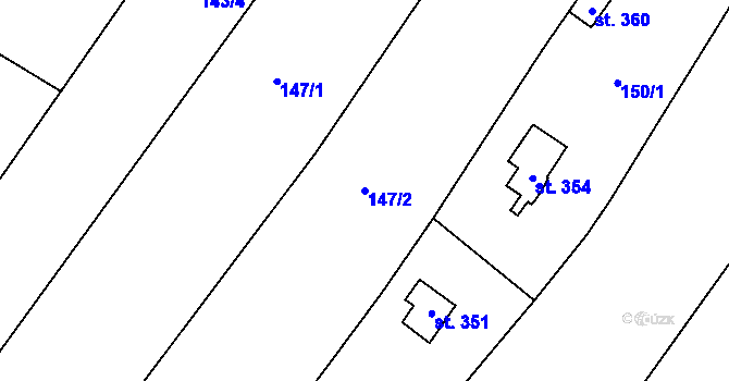 Parcela st. 147/2 v KÚ Záboří nad Labem, Katastrální mapa