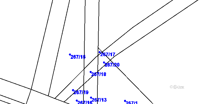 Parcela st. 267/17 v KÚ Záboří nad Labem, Katastrální mapa