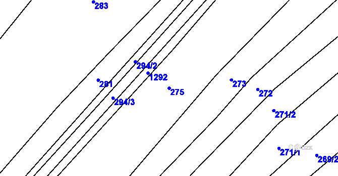 Parcela st. 275 v KÚ Záboří nad Labem, Katastrální mapa
