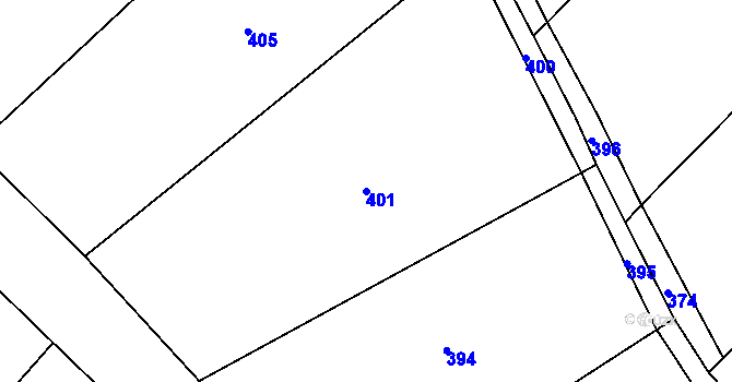 Parcela st. 401 v KÚ Záboří nad Labem, Katastrální mapa
