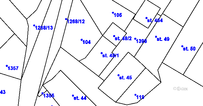 Parcela st. 48/1 v KÚ Záboří nad Labem, Katastrální mapa