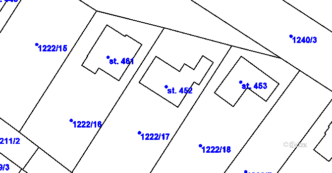 Parcela st. 452 v KÚ Záboří nad Labem, Katastrální mapa