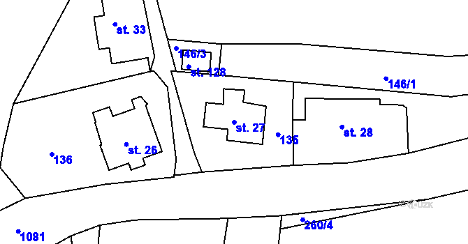 Parcela st. 27 v KÚ Horní Rybníky, Katastrální mapa