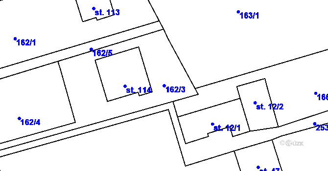 Parcela st. 162/3 v KÚ Horní Rybníky, Katastrální mapa