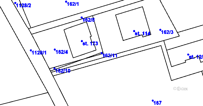 Parcela st. 162/11 v KÚ Horní Rybníky, Katastrální mapa