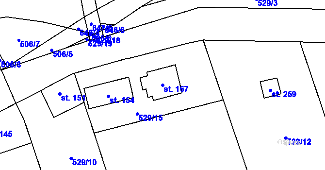 Parcela st. 167 v KÚ Všechlapy u Zabrušan, Katastrální mapa