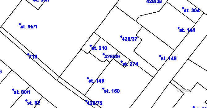Parcela st. 428/39 v KÚ Všechlapy u Zabrušan, Katastrální mapa