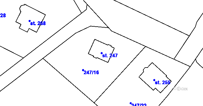 Parcela st. 247 v KÚ Všechlapy u Zabrušan, Katastrální mapa