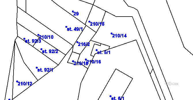 Parcela st. 5/1 v KÚ Želénky, Katastrální mapa