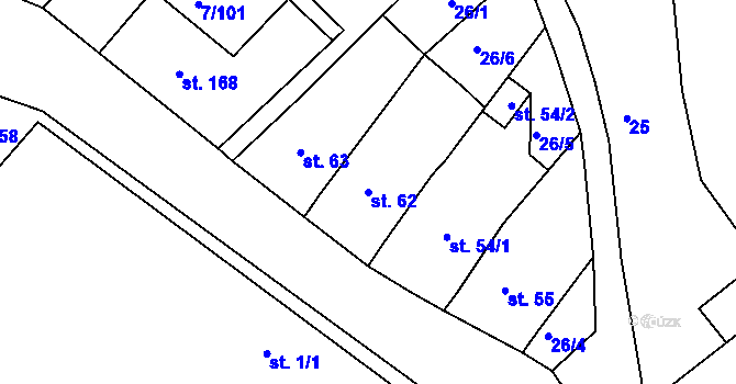 Parcela st. 62 v KÚ Želénky, Katastrální mapa