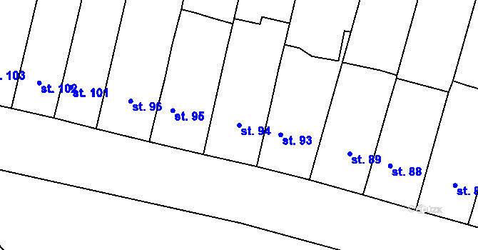 Parcela st. 94 v KÚ Želénky, Katastrální mapa