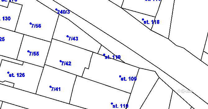 Parcela st. 119 v KÚ Želénky, Katastrální mapa