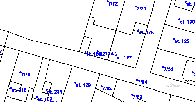 Parcela st. 128/1 v KÚ Želénky, Katastrální mapa