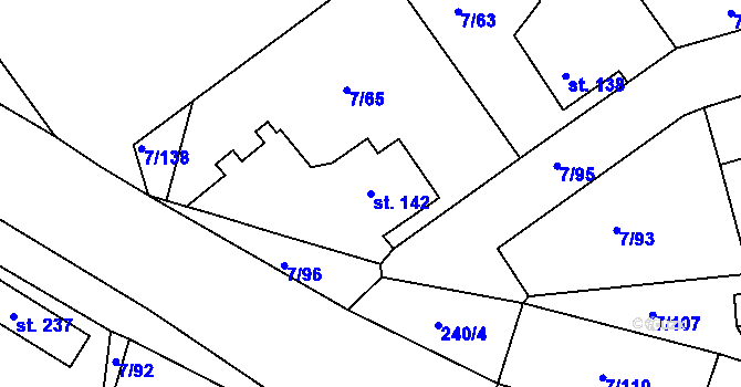 Parcela st. 142 v KÚ Želénky, Katastrální mapa