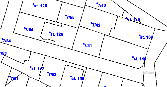 Parcela st. 7/41 v KÚ Želénky, Katastrální mapa