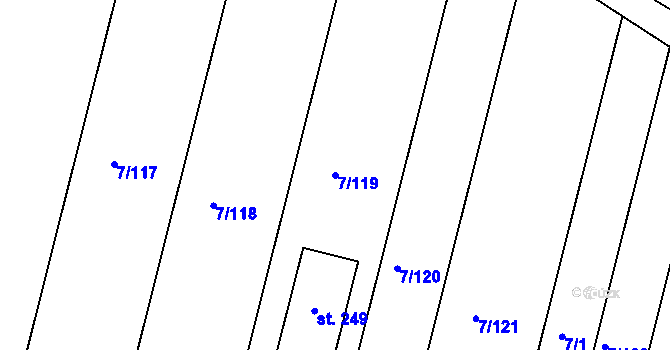 Parcela st. 7/119 v KÚ Želénky, Katastrální mapa