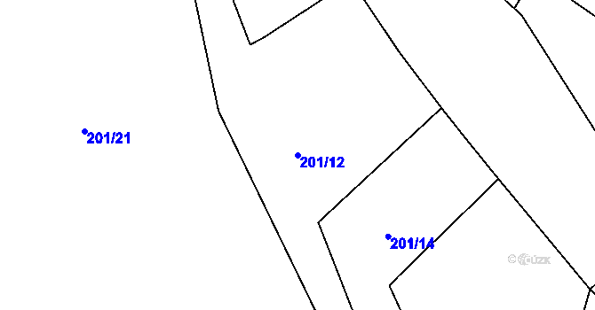 Parcela st. 201/12 v KÚ Želénky, Katastrální mapa
