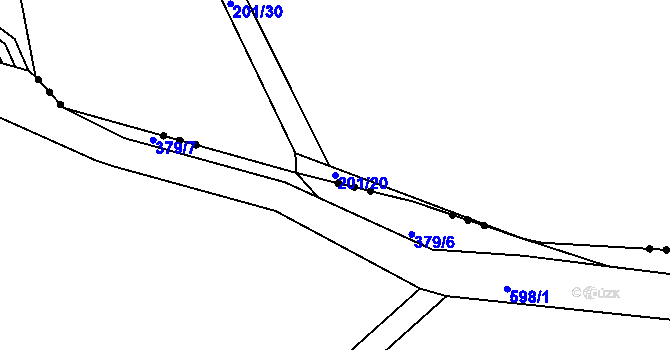 Parcela st. 201/20 v KÚ Želénky, Katastrální mapa