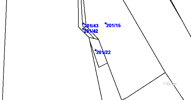 Parcela st. 201/22 v KÚ Želénky, Katastrální mapa