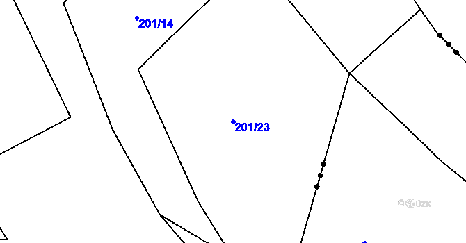 Parcela st. 201/23 v KÚ Želénky, Katastrální mapa